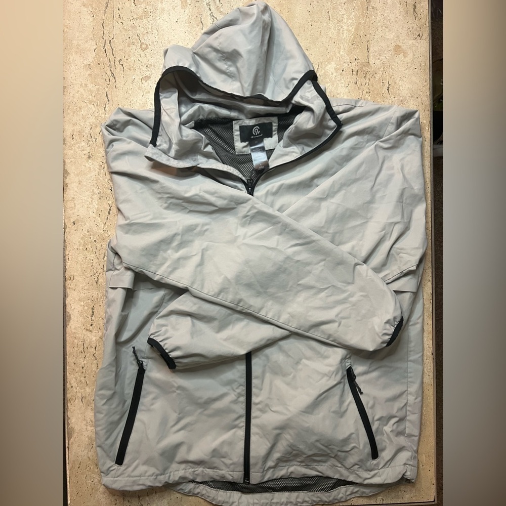 Champion Venture Dry Hooded Windbreaker Water Repelling Gray Jacket Size Large